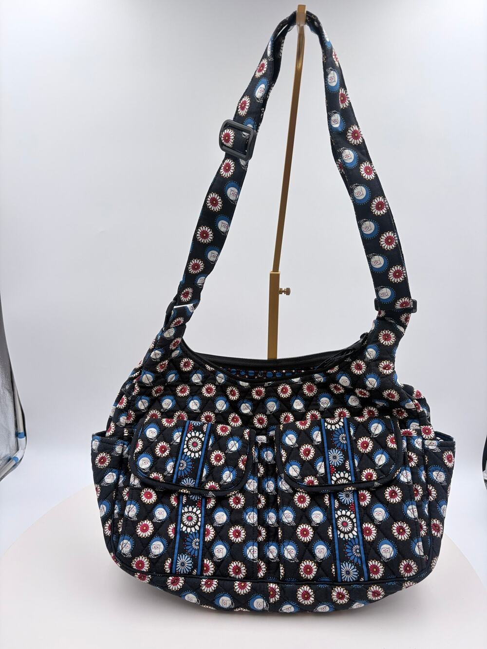 Vera Bradley Big Crossbody Purse with owl print and flowers